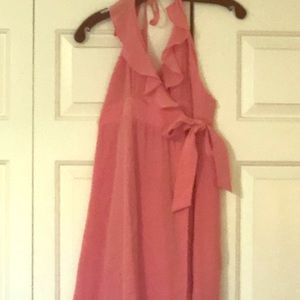 TIBI pink halter wrap dress